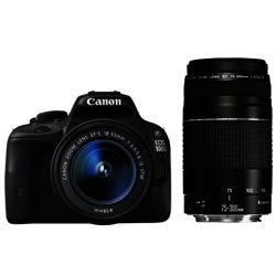 Canon EOS 100D Digital SLR Camera with EF-S 18-55mm f/3.5-5.6 IS STM & EF 75-300mm f/4-5.6 III Zoom Lens, HD 1080p, 18MP, 3 LCD Touch Screen